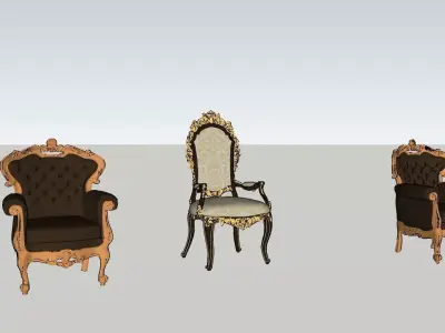 Classic Chairs Collection 3D model Low-poly 3D model