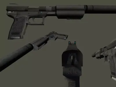 Mahegan Zero near future fantasy handgun Low-poly 3D model