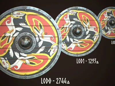 Viking Shield 24 Low-poly 3D model