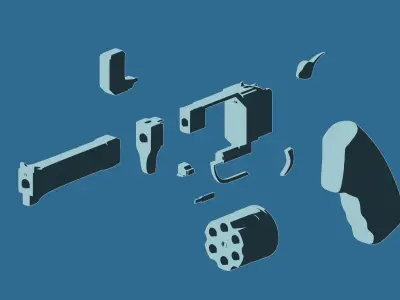 Revolver made with love 3D Model Low-poly 3D model