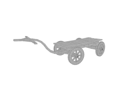 Wooden Wagon Low-poly 3D model purchase