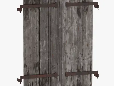 Medieval Wooden Window Cover 03 3D model