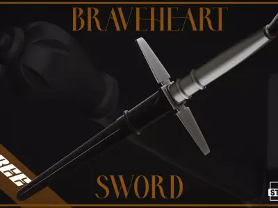 Braveheart Sword OBJ STL Free 3D model