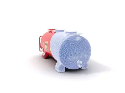 Industrial Red Storage Tank model pack with radiation symbol Low-poly 3D model