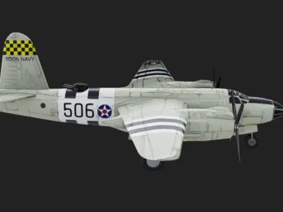 Martin B-26 Marauder Low-poly 3D model