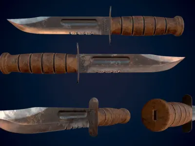 Ka-Bar Combat Knife - PBR - Low-poly 3D model