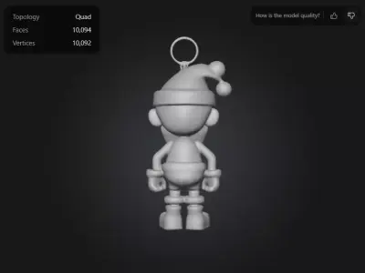 Cute Chibi Flexy Santa Keychain  3D Printable Christmas Santa 3D model
