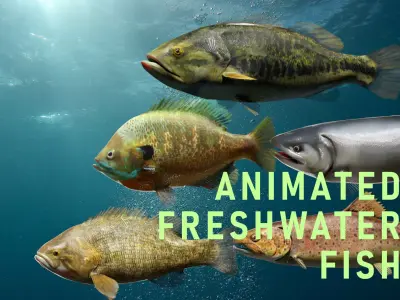 Animated Freshwater Fish Low-poly 3D model