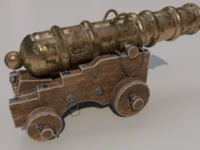 Old Vessel Cannon Low-poly 3D model