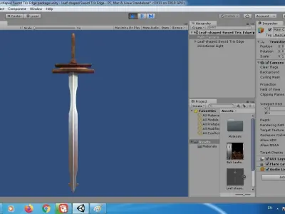 Low-Poly Leaf-shaped Sword Wooden Handgrip Tris Edge Low-poly 3D model