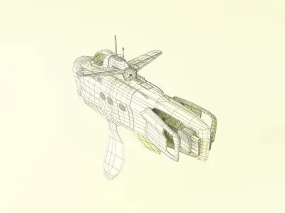 Fantasy flying submarine for rabbits 3D model