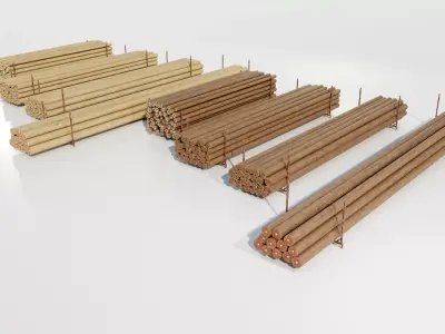 Wooden Utility Poles 3D model