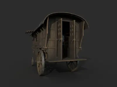 Realistic Medieval Merchant Wagon Low-poly 3D model