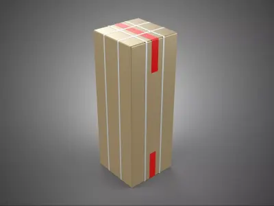 PACKAGE CARDBOARD SHIPPING BOX SECURITY WRAP STRAP SEAL RED TAPE 3D model