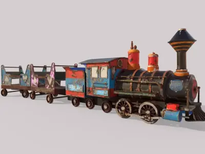 Old Amusement Park Train 3D model