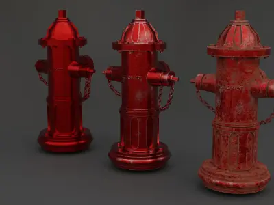 Fire Hydrant Game Ready Clean And Dirty Textures Low-poly 3D model