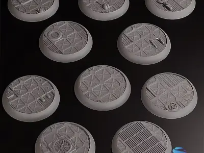 Industrial Bases Pack -10 STL Round Bases 25mm 32mm 40mm 50mm 3D print model