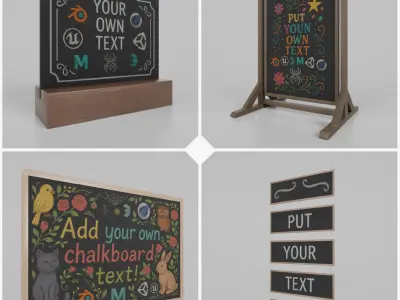 Rustic Charm Signage Bundle - Customizable Chalkboards 3D model