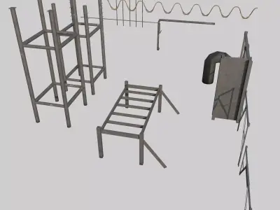 Hanger Pipes and Supports Low-poly 3D model