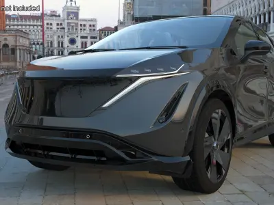 Modern Electric SUV Black Rigged 3D model