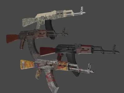 AK - 47 low poly rifle Low-poly 3D model