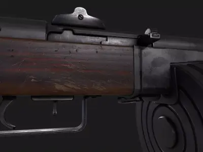 PPSH-41 Submachine Gun Low-poly 3D model