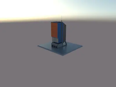 Futuristic sci-fi building Low-poly 3D model