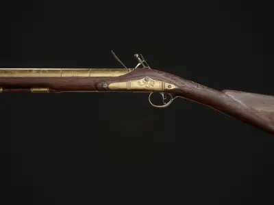 PBR Flintlock Blunderbuss Musket Low-poly 3D model