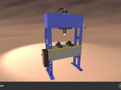 Hydraulic Press Set Low-poly 3D model