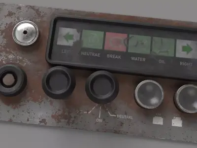 Old Dashboard of construction roller 02 3D model
