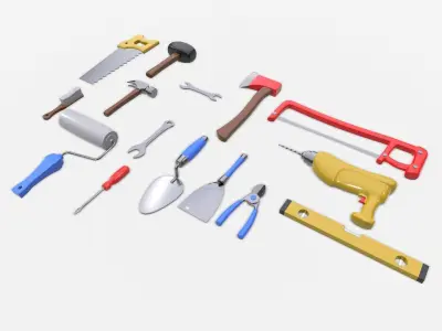 Cartoon Hand Tool Collection 3D model