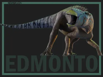 Edmontosaurus Jurassic Park High Poly 3D Model Blender Low-poly 3D model