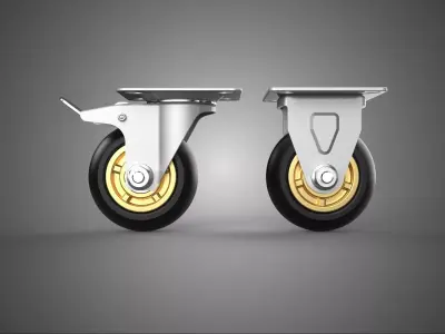 PAIR SET SWIVEL FIXED RIGID CASTER CASTOR ROLLER WHEEL TIRE LOCK 3D model