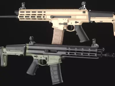 RobArms XCR-L Rifle - Game Asset Low-poly 3D model