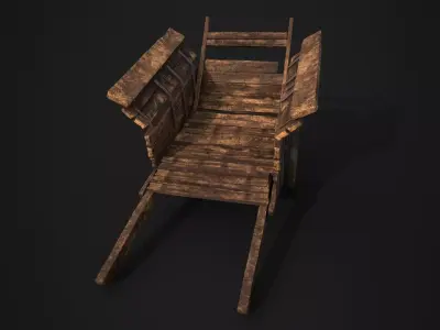 Rundown Medieval Cart Low-poly 3D model