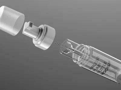 Mockup Four Transparent Airless Pump Bottles Set 3D model