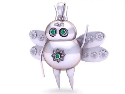 Golden Whimsical Bug Pendant 3D Printable Model 3D print model