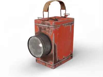 Retro Flashlight in On Position with Glowing Bulb Low-poly 3D model