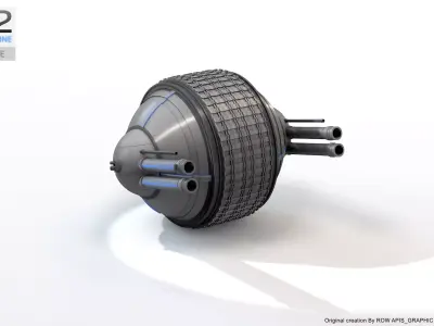 MachineRoboBomber tank with two pipes 3D model