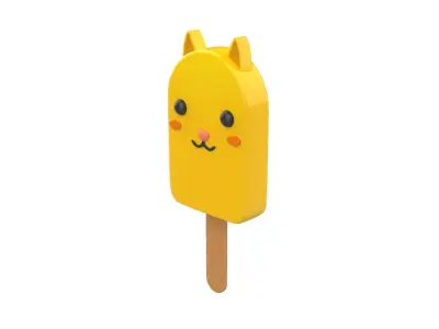 Cartoon Cat Ice Cream Cute Low-poly 3D model