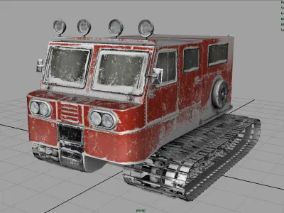 Snowcat snow vehicle 3D model