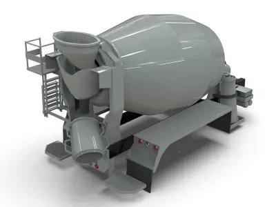 Beck Concrete Mixer Equipment 3D Model  BLENDER Low-poly 3D model