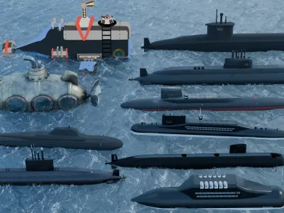 Submarine Pack Of 10 3D model