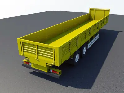 Trailers truck with flatbed trailer Low-poly 3D model