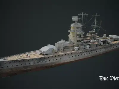 Admiral Scheer-German WW2 Heavy Cruiser Low-poly 3D model