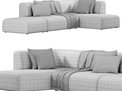 Corner sofa Industrial Loft gray 3D model