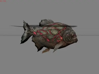Piranhas Monster Fish Animal Low-poly 3D model