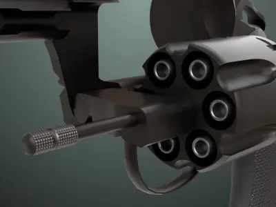 Revolver 05 Medium Black All PBR Unity UE Textures Low-poly 3D model