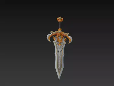 Regal Ornate Fantasy Sword - Low Poly Stylized 3D Weapon Low-poly 3D model