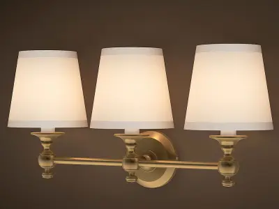 Triple Lamp Bracket Lacquered Burnished Brass 3D model